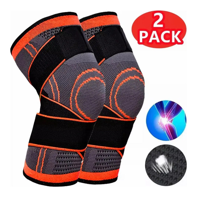 Rodillera Elastica Compresion Gym Correr Deportes Naranja S