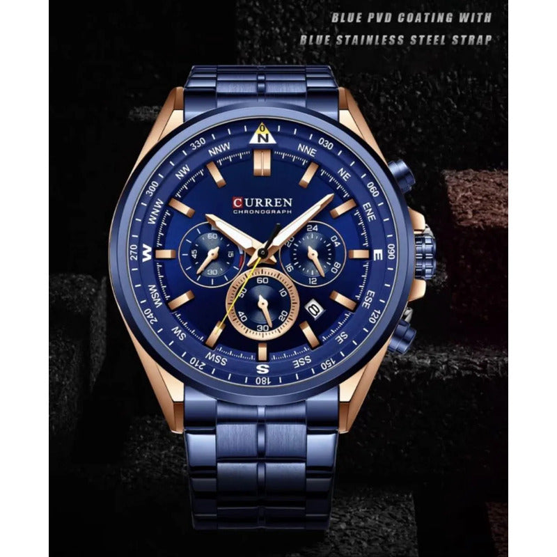 Reloj Curren Hombre Casual Cuarzo Azul Cronografo
