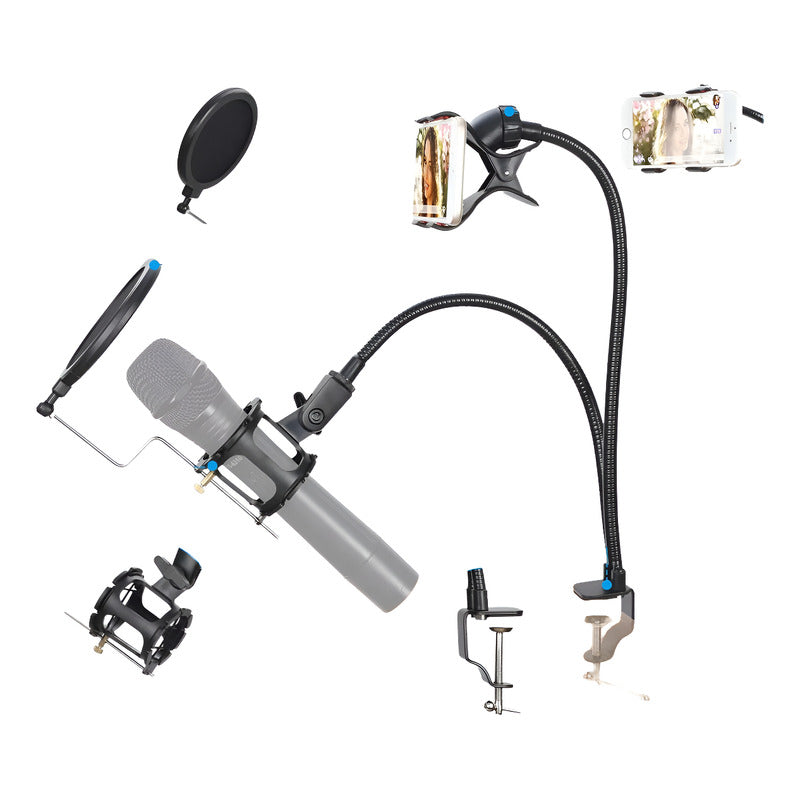 Soporte Flexible Pedestal Microfonos Celular Con Filtro Pop