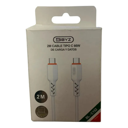 Cable Usb Tipo  C 60w 2metros Carga Rápida Accesorios Celu Blanco