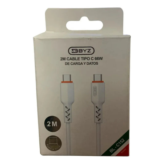 Cable Usb Tipo C 60w 2metros Carga Rapida Accesorios Celu Blanco