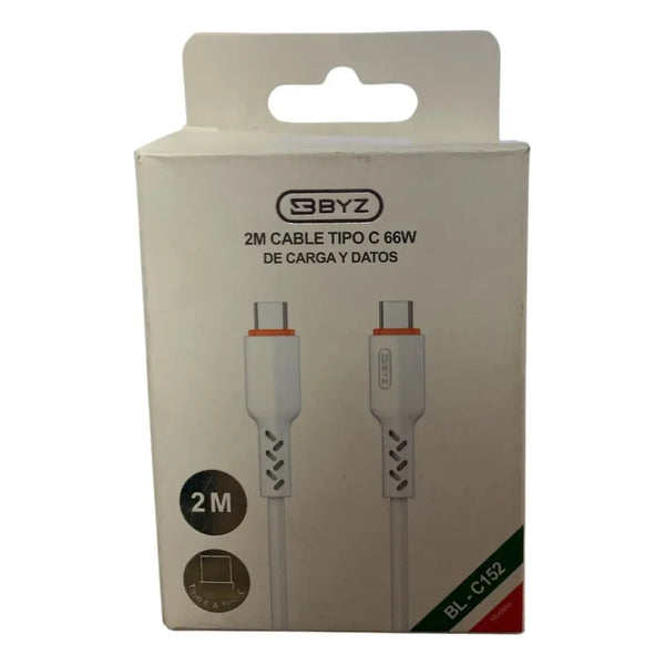 Cable Usb Tipo  C 60w 2metros Carga Rápida Accesorios Celu Blanco