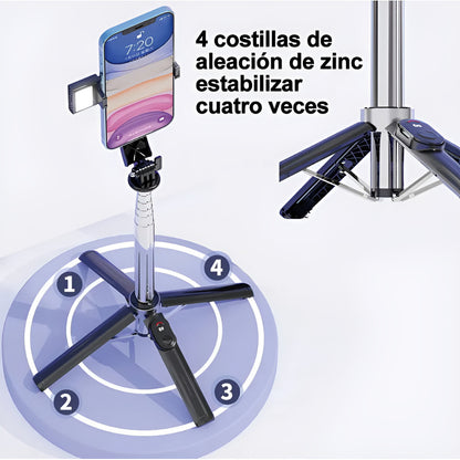Palo Selfie Trípode Baston Extensible Bluetooth Negro