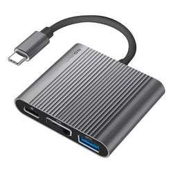 Hub Adaptador Usb Tipo C 3 En 1 Hdmi Mac Gris Oscuro