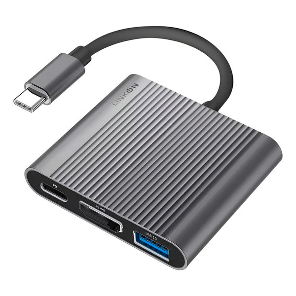 Hub Adaptador Usb Tipo C 3 En 1 Hdmi Mac Gris Oscuro