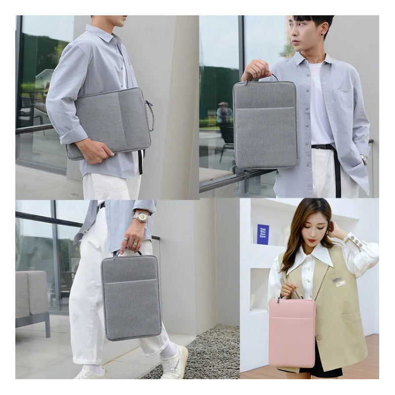 Funda Para Notebook 13 Pulgadas Con Cierre Asa Y Bolsillo Gris