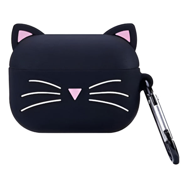 Case Carcasa Silicona Para AirPods Pro Varios Modelos Gato Negro