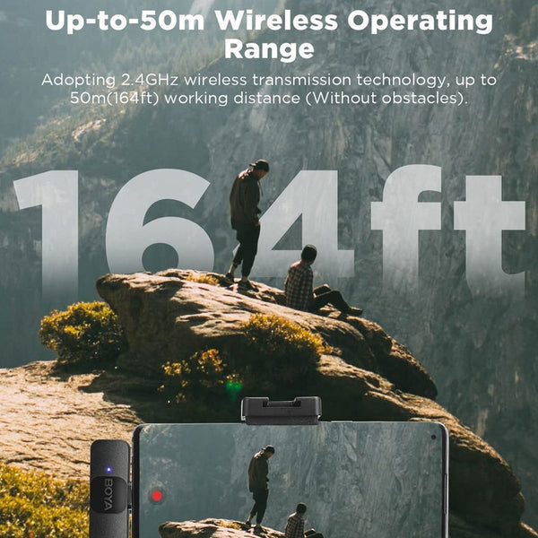 Micrófono Boya By-v20 Usb C Inalámbrico De 2,4 G Con Solapa Negra Y Color Tostado