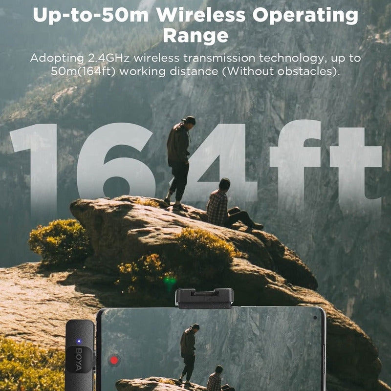 Micrófono Boya By-v20 Usb C Inalámbrico De 2,4 G Con Solapa Negra Y Color Tostado