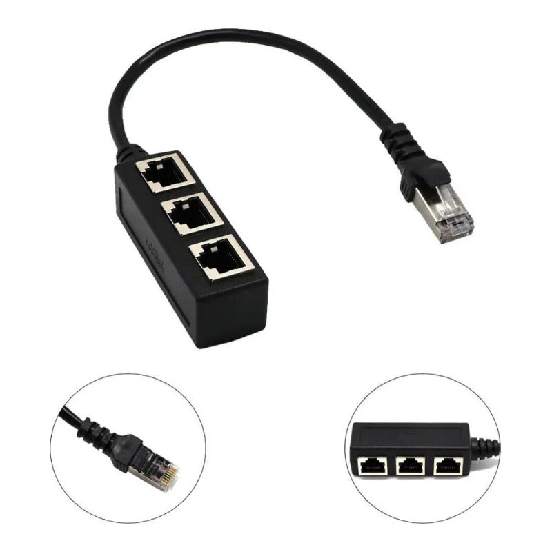 Adaptadores Rj45 1 A 3 Puertos Divisor De Red Ethernet Lan