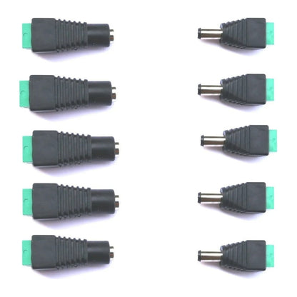 5 Pares Conector Dc Macho Y Hembra Alimentación Negro/ Verde