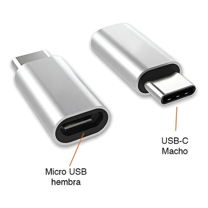 Adaptador Conector Tipo CA Micro Usb V8 Android Ss Plateado