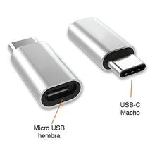 Load image into Gallery viewer, Adaptador Conector Tipo C A Micro Usb V8 Android S-s Plateado
