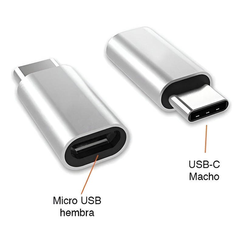 Adaptador Conector Tipo C A Micro Usb V8 Android S-s Plateado