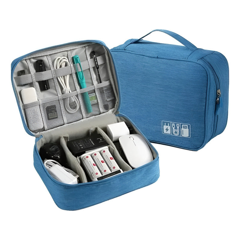 Bolso Organizador De Cables Usb Accesorios Viajero Azul