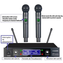 Cargar imagen en el visor de la galería, Microfonos Inalambricos Gochanmi Mkf-tk100 Gc Profesionales 2 Canales Uhf Color Negro

