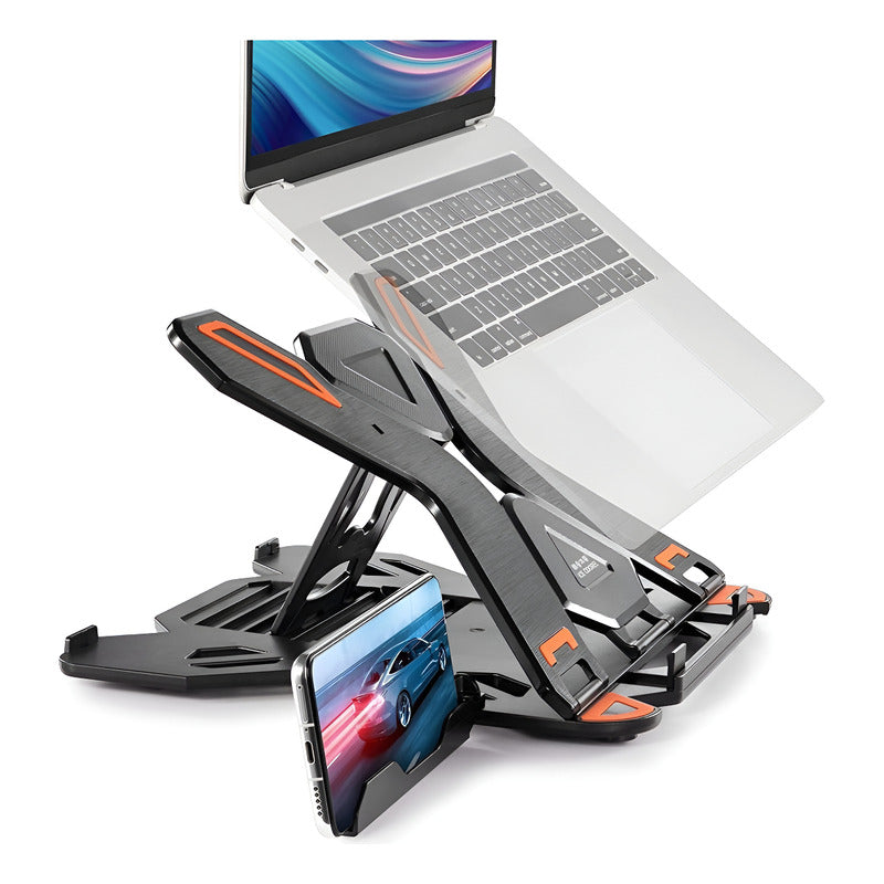 Soporte Base Notebook Y Celular Ajustable Hasta 17 Pulgadas Negro