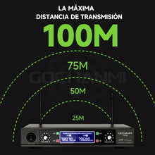 Cargar imagen en el visor de la galería, Microfonos Inalambricos Gochanmi Mkf-tk100 Gc Profesionales 2 Canales Uhf Color Negro
