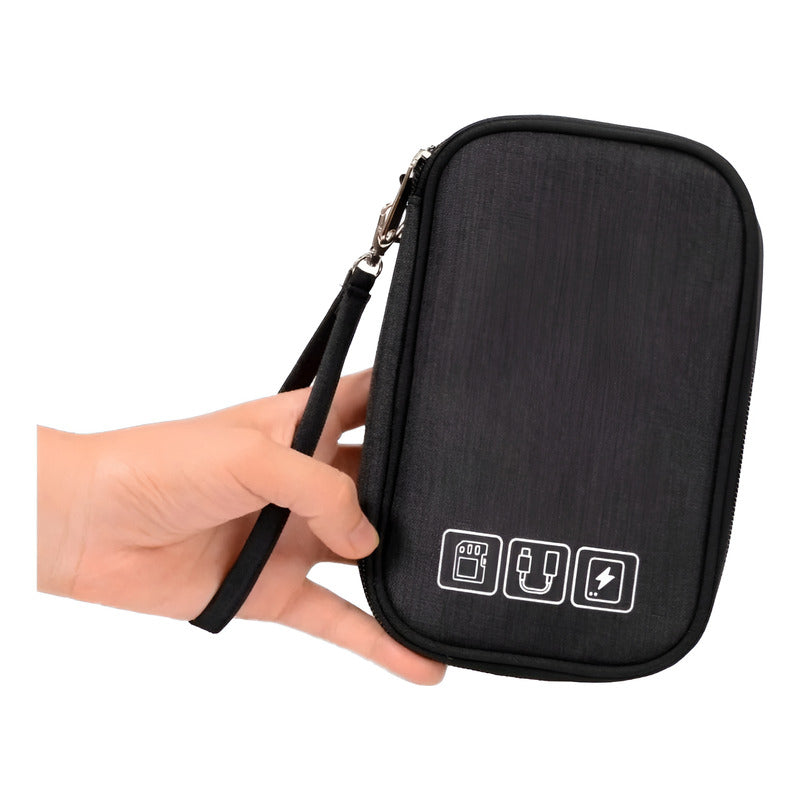 Bolso Organizador De Cables Para Viaje Con Compartimentos Negro