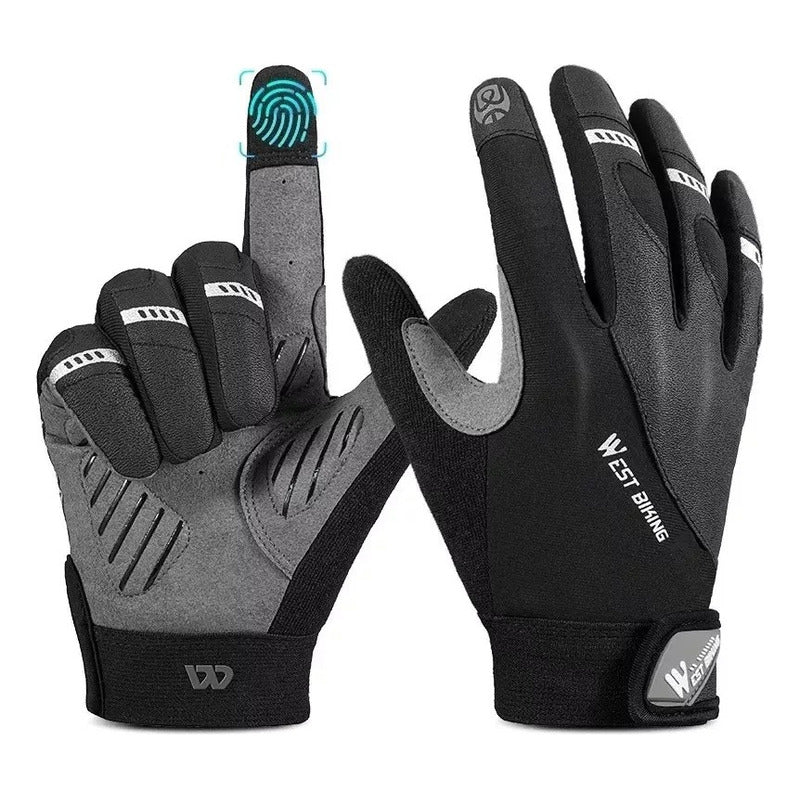 Guantes West Biking Ruta Dedo Largo Bicicleta Negro M