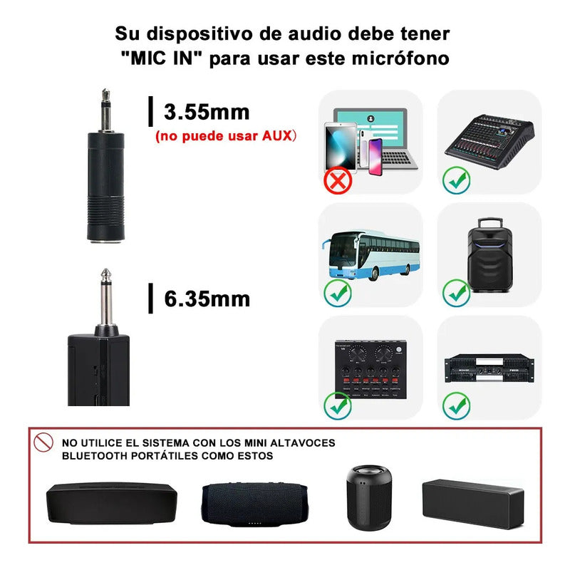 Bomge V102 Sistema De Micrófono Inalámbrico Con Receptor Vhf Negro