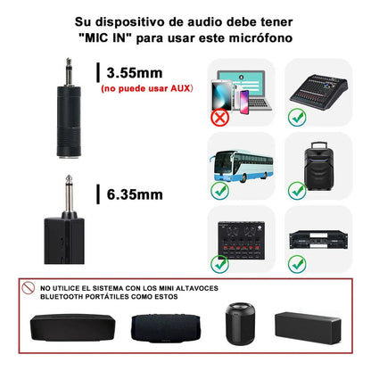 Bomge V102 Sistema De Micrófono Inalámbrico Con Receptor Vhf Negro
