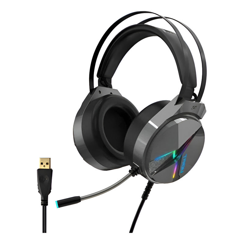 Audífono Gamer Taidu Ths309 Rgb + Mic 7.1 Sonido Envolvente Negro