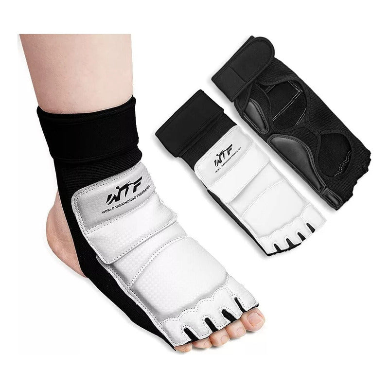 Almohadillas De Pie Empeine Tobillo Protección Taekwondo Blanco