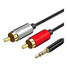 Cargar imagen en el visor de la galería, Cable de audio con conector jack de 3,5 mm macho A y 2 RCA macho Aux
