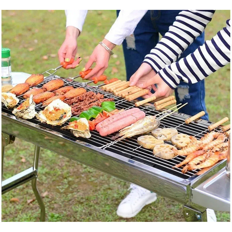 24 Brochetas Pinchos Anticucho Acero Barbacoa Parrilla Asado Marrón Claro Anticucho