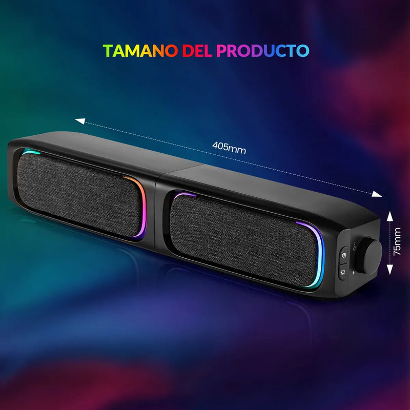 Soundbar Parlante Gamer Pc Tv Rgb Inalámbricos Con Subwoofer Negro