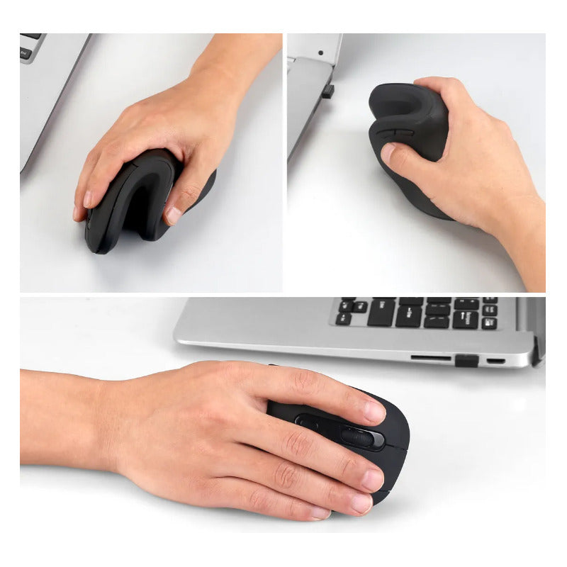 Mouse Vertical Ergonómico Recargable Inalámbrico Usb Negro
