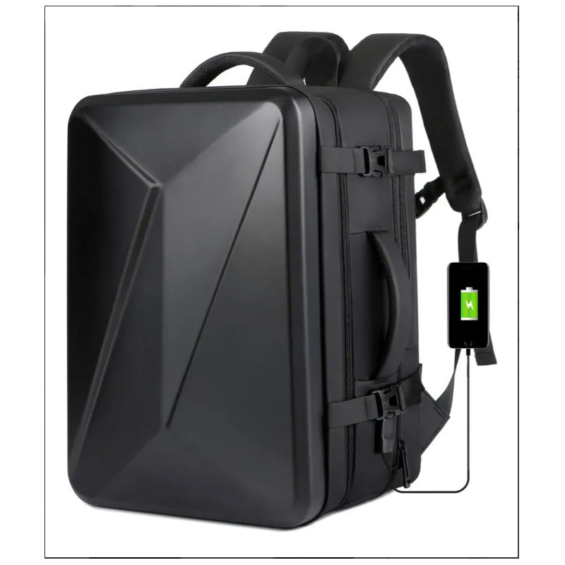 Mochila Carcasa Dura Gran Capacidad Impermeable Para Macbook Negro Negro