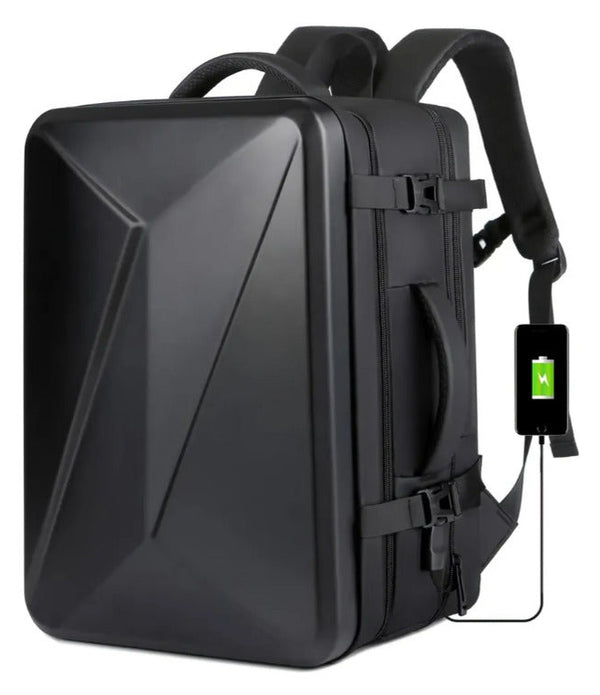 Mochila Carcasa Dura Gran Capacidad Impermeable Para Macbook Negro Negro