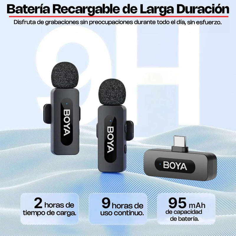 2 Micrófonos Inalámbrico Solapa Lavalier Boya By-v20 | Usb C Negro