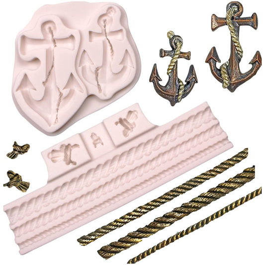 Molde De Silicona Anchor Rudder Rope Para Pasta De Fondant Gris