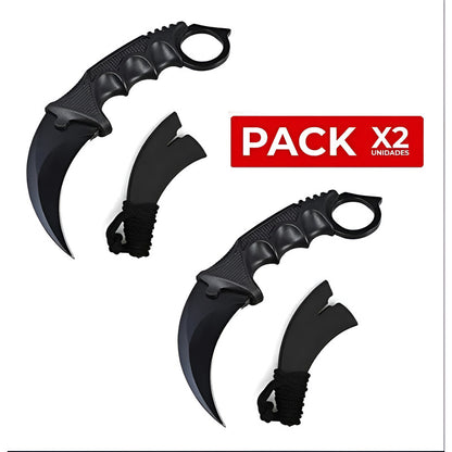 Pack X2 Cuchillo Tactico Militar Cuchillo Karambit Caza Krm Negro