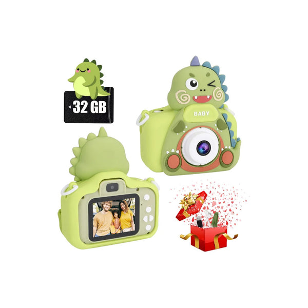 Mini Cámara Fotográfica Digital Niño 1080p Hd + Tarjeta 32gb Verde