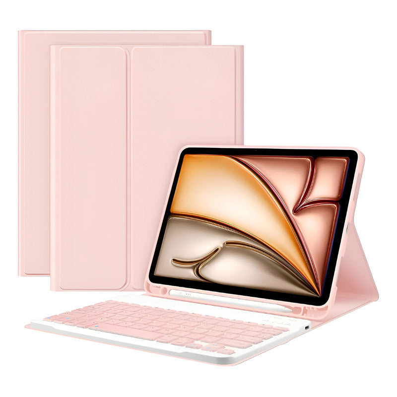 Funda Con Ñ Teclado Para iPad 7 8 9gen 10.2 / Air3 / Pro10.5 Rosa