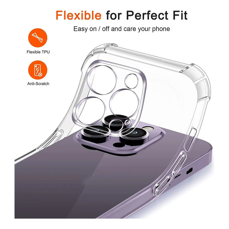 Carcasa Para Iphone14 Pro+lamina Vidrio Completa Tansparente Transparente Carcasa Anti Golpes Para iPhone Lamina Vidrio Completa