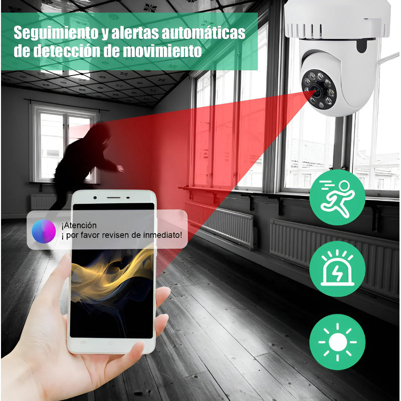 Camara Wifi Seguridad Foco 360, 1080p Blanco