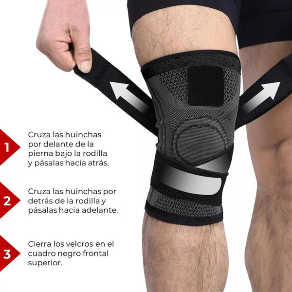 Rodillera Deportiva Compresion Set X2 Banda Ajustable Negro Xl