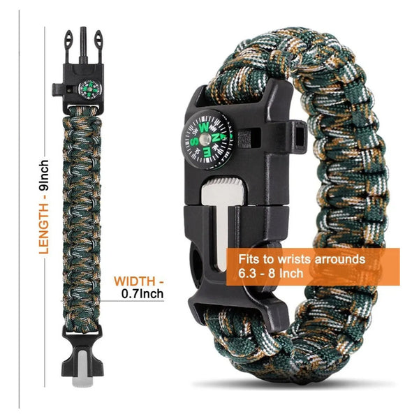 3 Pcs Pulsera Paracord Pack De Supervivencia Brujula Militar Variados