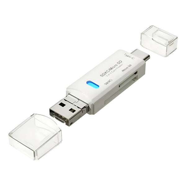 Adaptador 3 En 1 Lector Tarjetas Sd Y Micro Sd, 3.0 Usb Blanco