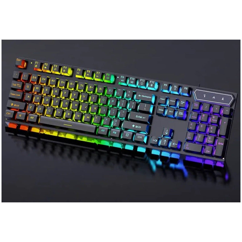 Teclado Gamer 104 Teclas D280 Color Negro Con Luz Rgb Negro Español Latinoamérica