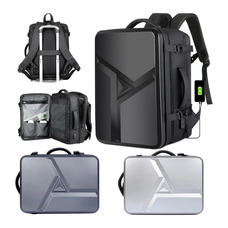 Mochila Carcasa Dura Gran Capacidad Impermeable Para Macbook Negro Negro