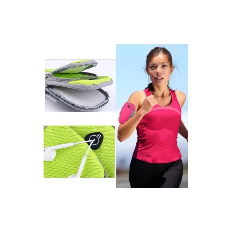 Brazalete Deportivos Celulares Y Accesorios Para Correr Negro Con Gris Poliéster
