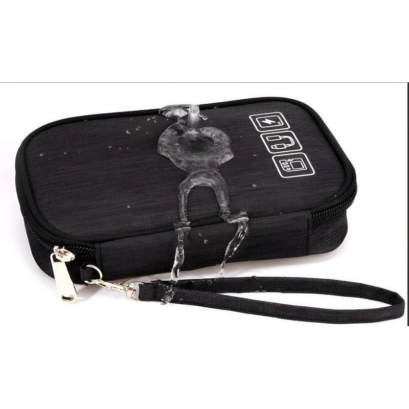 Bolso Organizador De Cables Para Viaje Con Compartimentos Negro