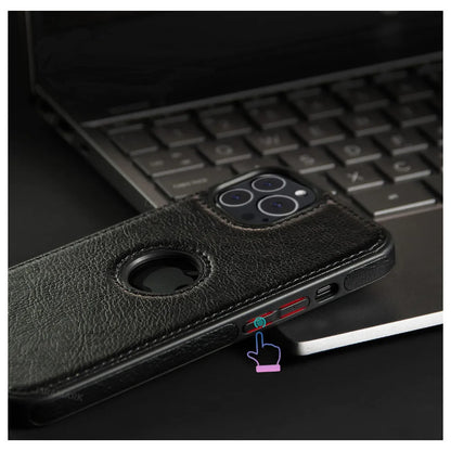 Carcasa Cuero Premium Para iPhone (todos) + Lámina Espía Negro 13 Pro