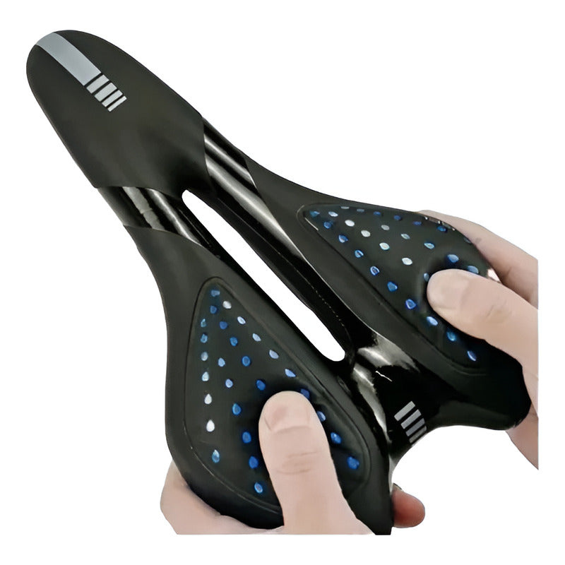 Sillín Gel Ergonómico Anti Prostático Para Bicicleta Azul 27 Cm 16 Cm